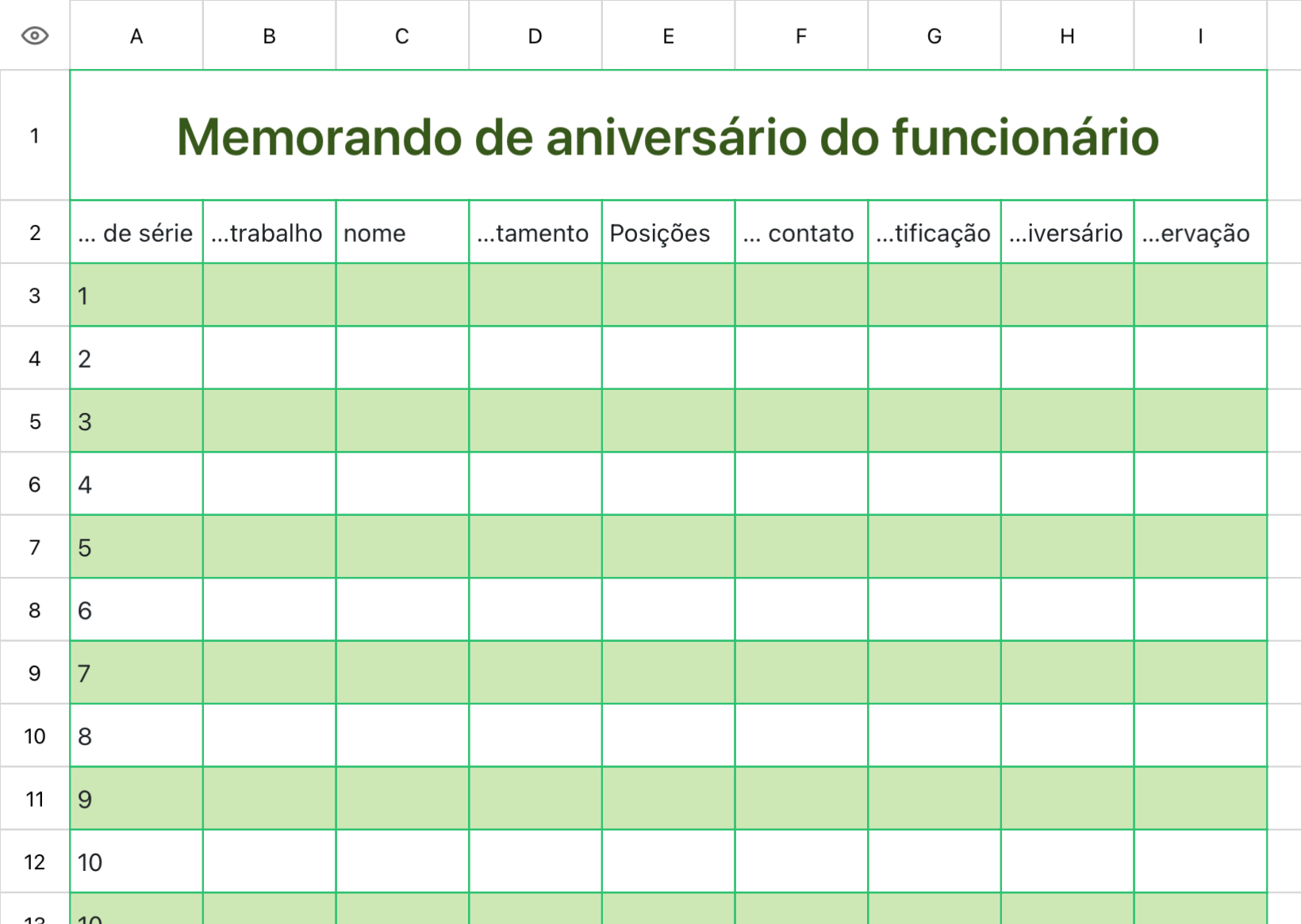 Memorando de aniversário do funcionário